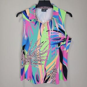 Sunday Swagger Sleeveless Golf Polo Shirt Bright Colors Womens Medium Collared